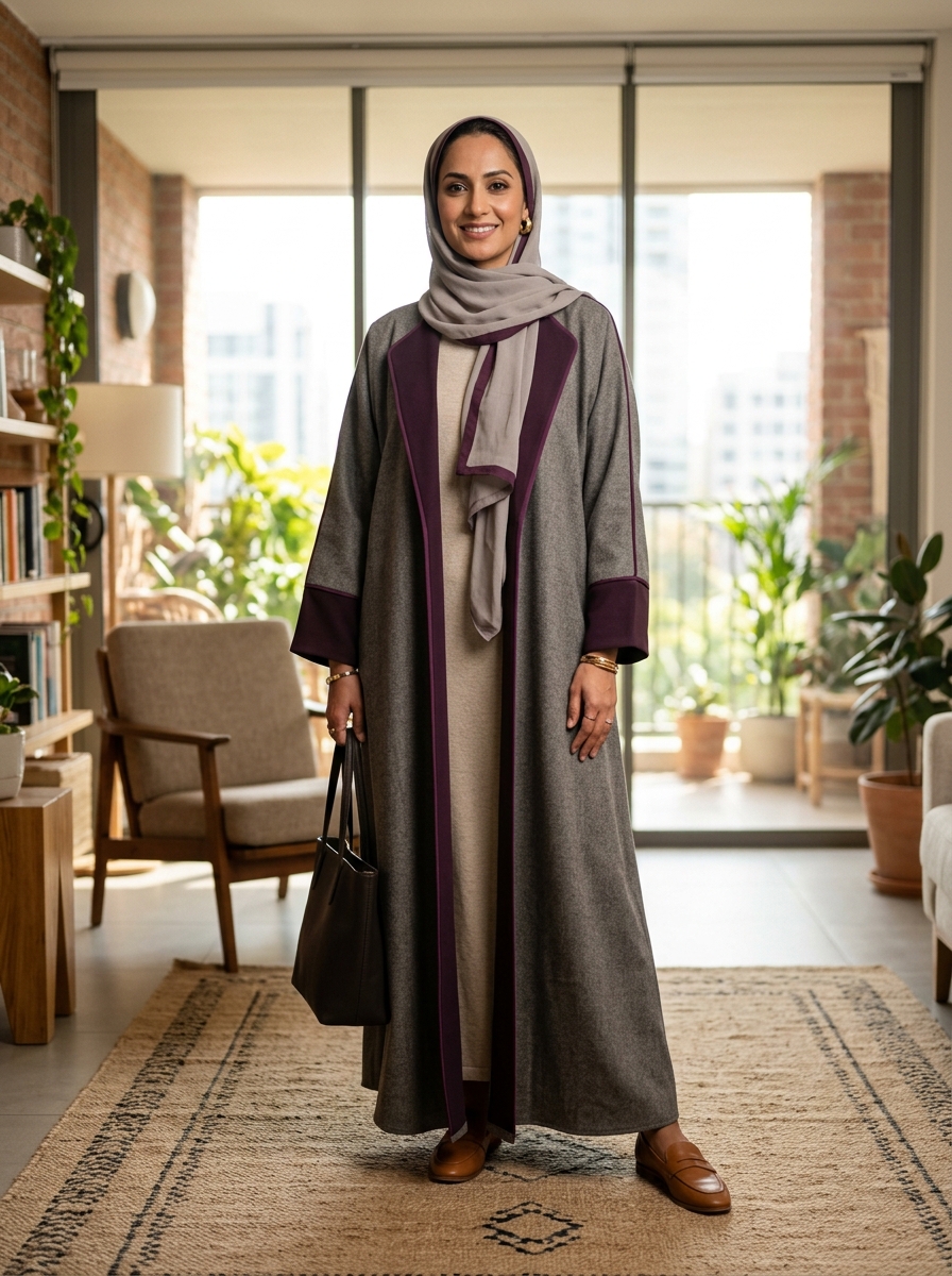 Stone & Aubergine Everyday Nida Abaya