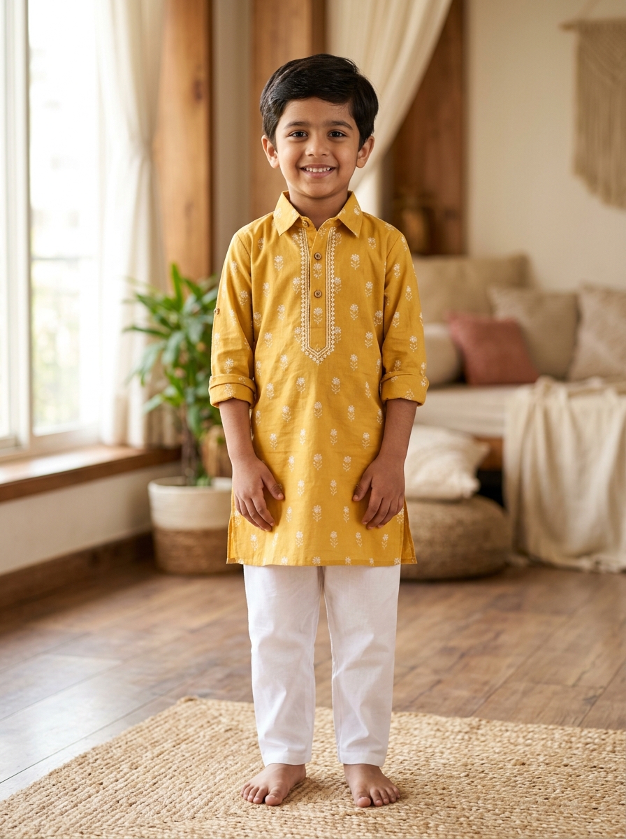 Boys' Festive Handloom Cotton Kurta Set